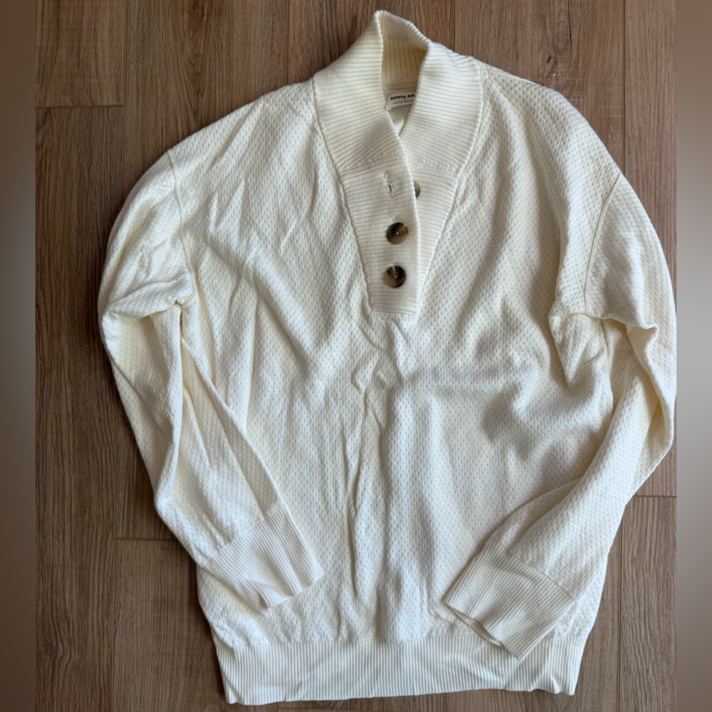Tommy John Cream Textured Pullover